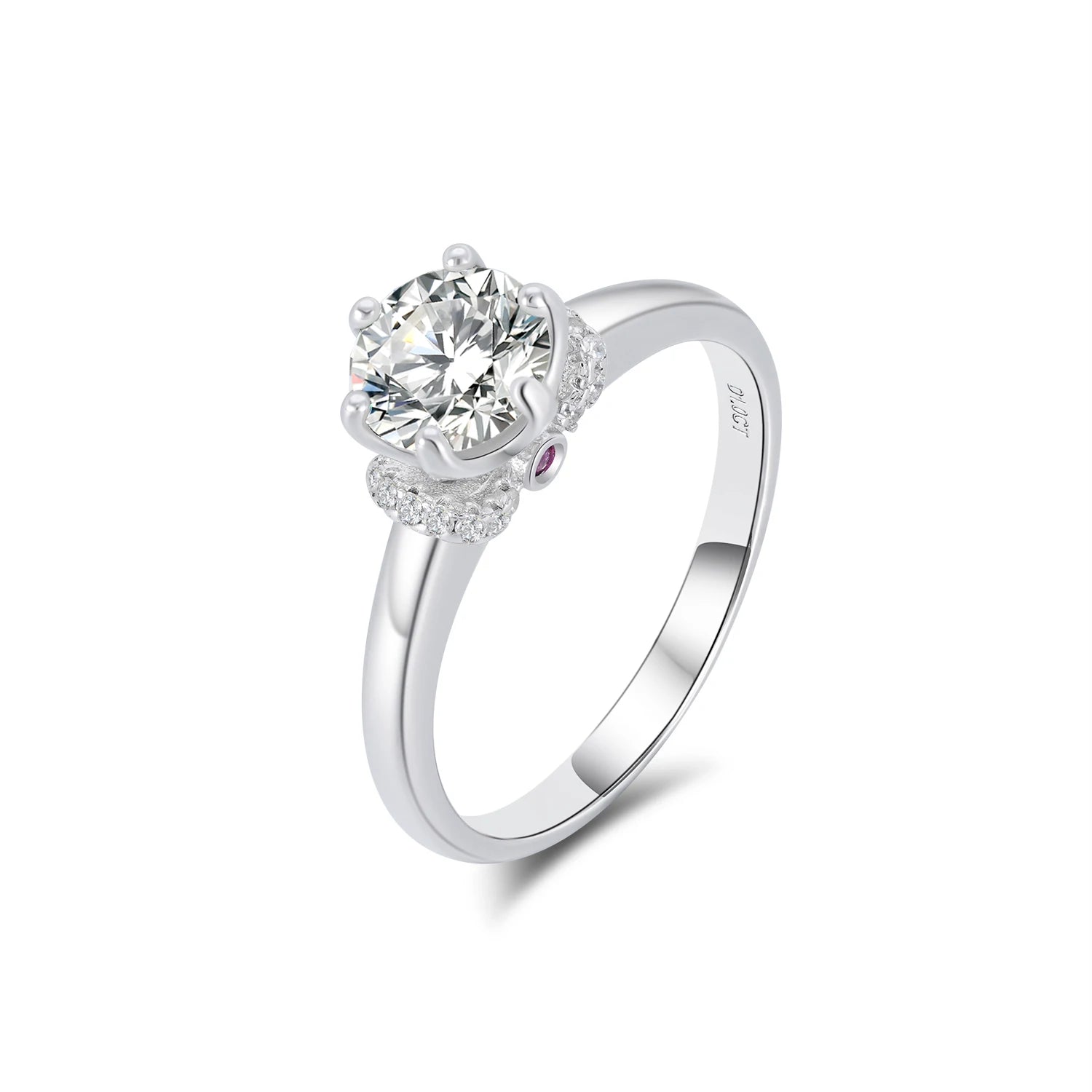 YBO Fashion Jewelry 6.5MM VVS Moissanite Diamond Engagement Rings 925 Sterling Silver Wedding Party Jewelry for Women Girls