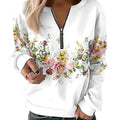 RNSHANGER Autumn Women's Hoodies Fashion Flower Painting Sweatshirt Zip up Hoodie Oversized Harajuku Ladies Sweatshirt