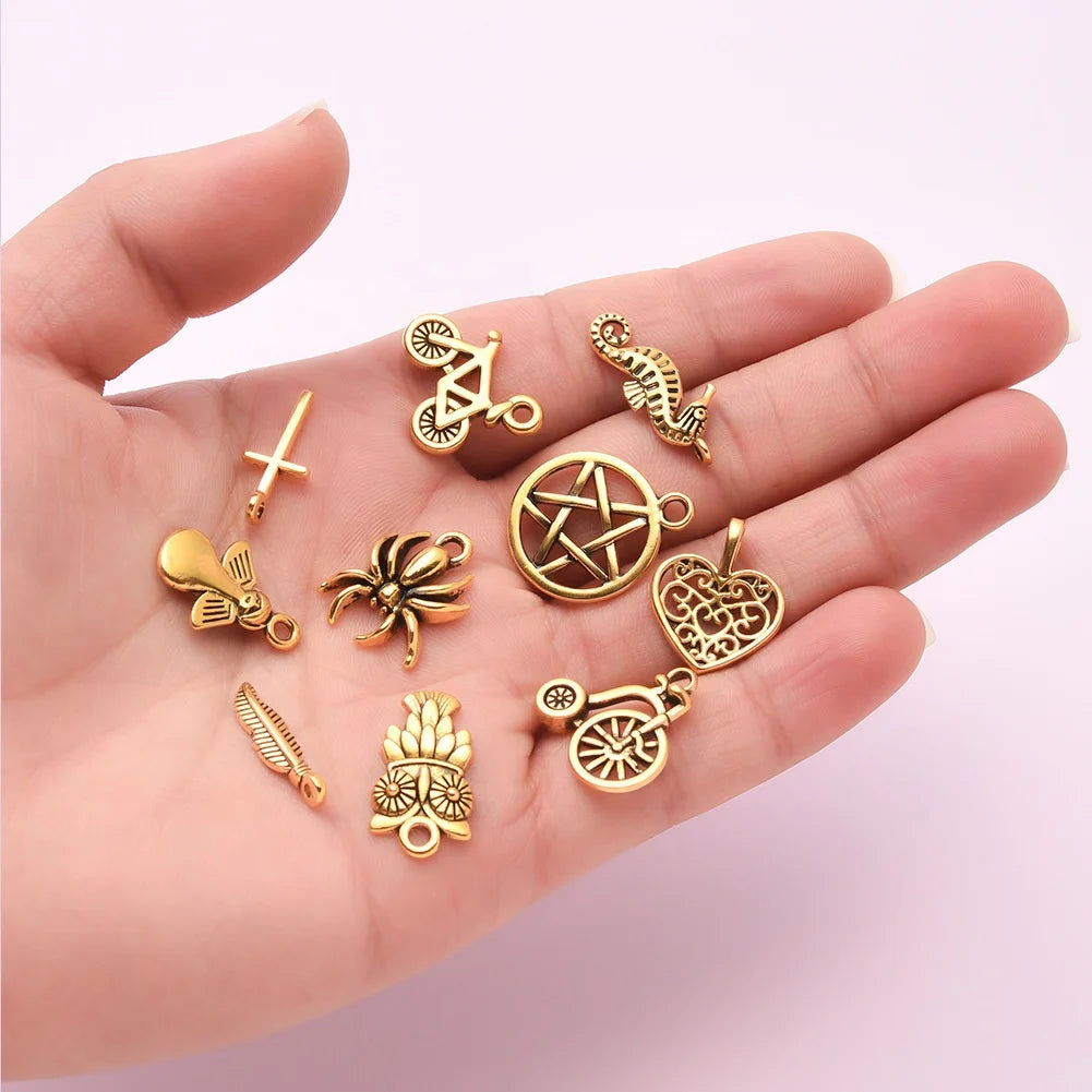 Paso Sico 100 Wholesale Alloy Japanese Nail Set Vintage Gold Small Animal Pendant DIY Nail Art Decoration Dangle Charms