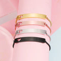 Hot Selling Engraving Stainless Steel Hollow Heart Bar Cuff Bracelet Stainless Steel Black Curved Rectangle Heart Bracelet