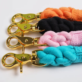 Customizable Solid Pattern Organic Cotton Dog Leash Multicolor Heavy Duty Handmade Pet Rope Lead Orange & Blue Strong & Durable