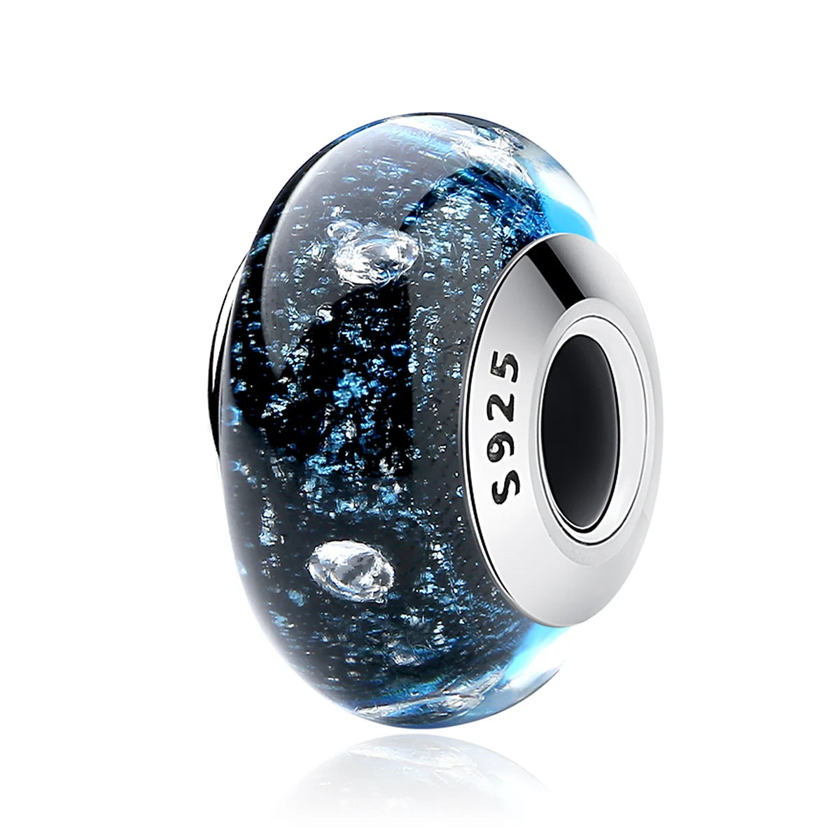 BAMOER 925 Sterling Silver Blue Bubble Murano Glass Bead Charm Fit Bracelet Pendant Women Fashion Jewelry Accessories DIY SCZ028
