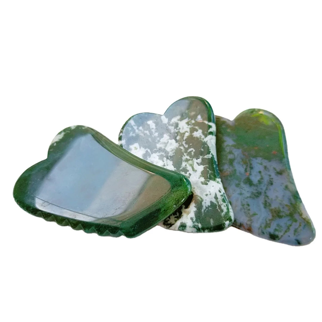 Huiying Arrival Moss Agate Jagged square Shape Jade Massage Stone Gua Sha