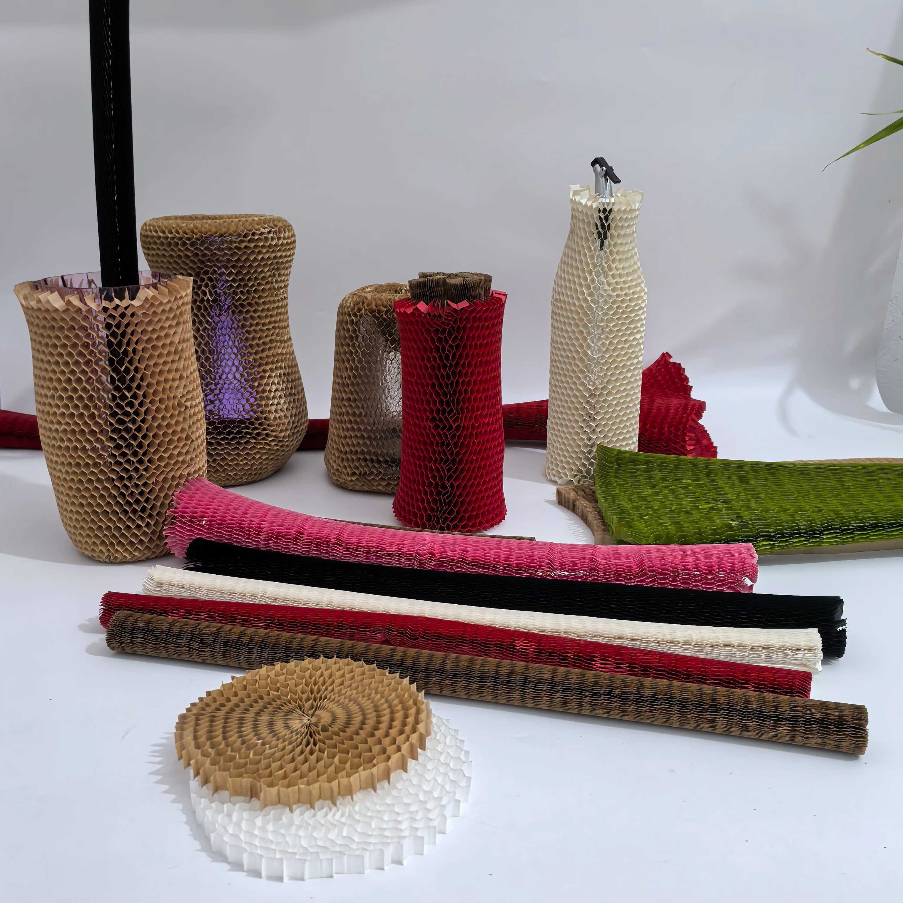 Honeycomb Synthetic Paper Double Side Wine Bottle Protector Sleeves-Biodegradable Shock-proof Sustainable Packaging