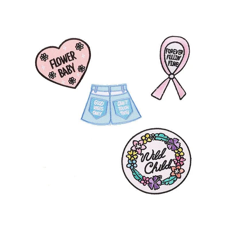 Cartoon Hot Melt Adhesive Glasses Balloon Heart-shaped Embroidery Patch for Hats Bag Clothing Jeans Decoration Garment Patches