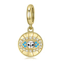 Devil's Eye of the Skull Charm Pendant Real 925 Sterling Silver Beads Gold Plated for Women Zirconia Jewelry Charm Bracelets