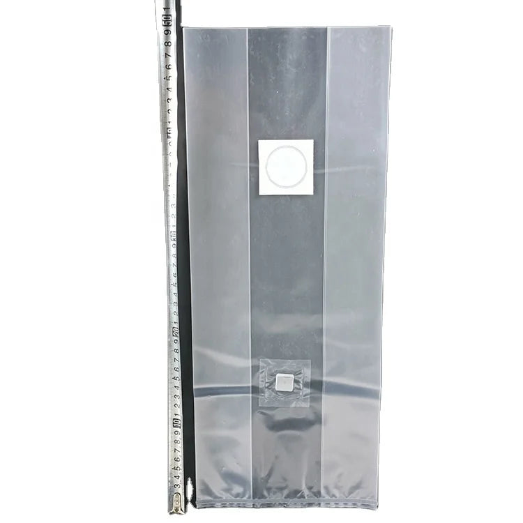 8 X 5 X 19 Inch  Gusseted  PP Mushroom Grow Bag with Filter Patch and Injection Port Autoclavable