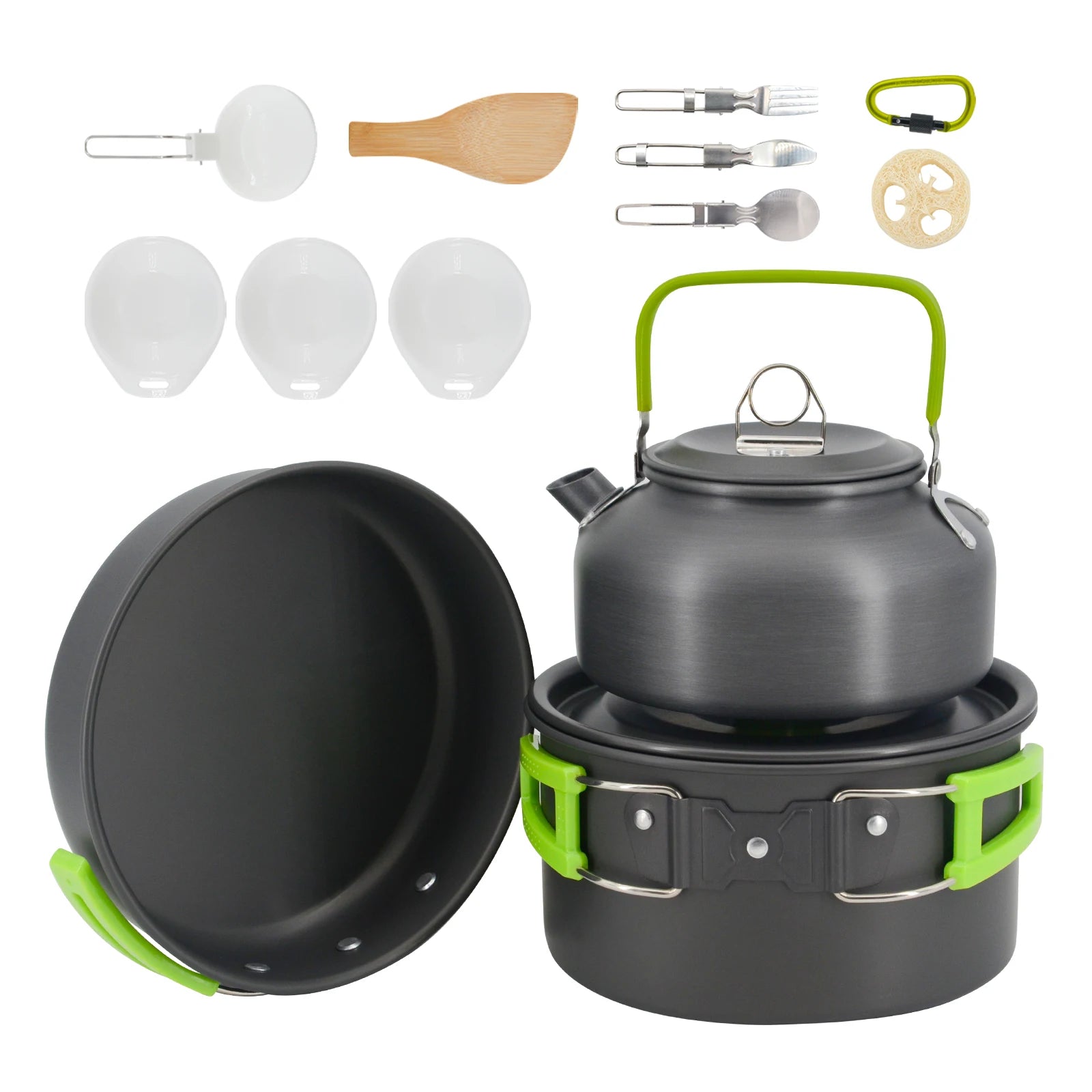 Portable Outdoor Cookware Set for Camping Backpacking & Picnics Induction Compatible with Durable Frying Pans