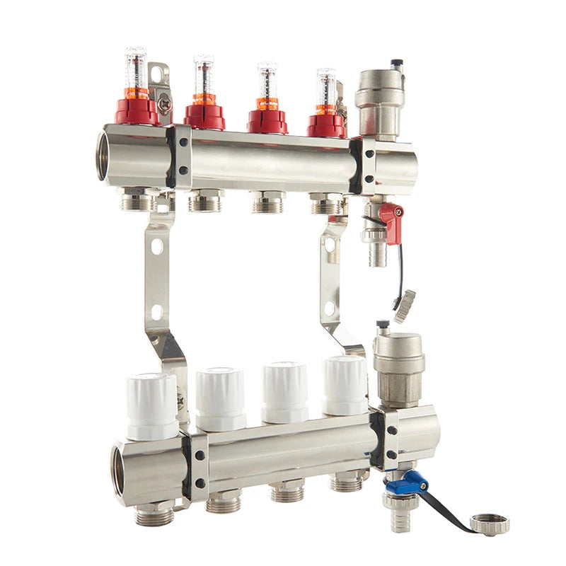HANDING Brass Water Manifold with Water Pump Nickel Plated for Modern Hotel Floor Heating System
