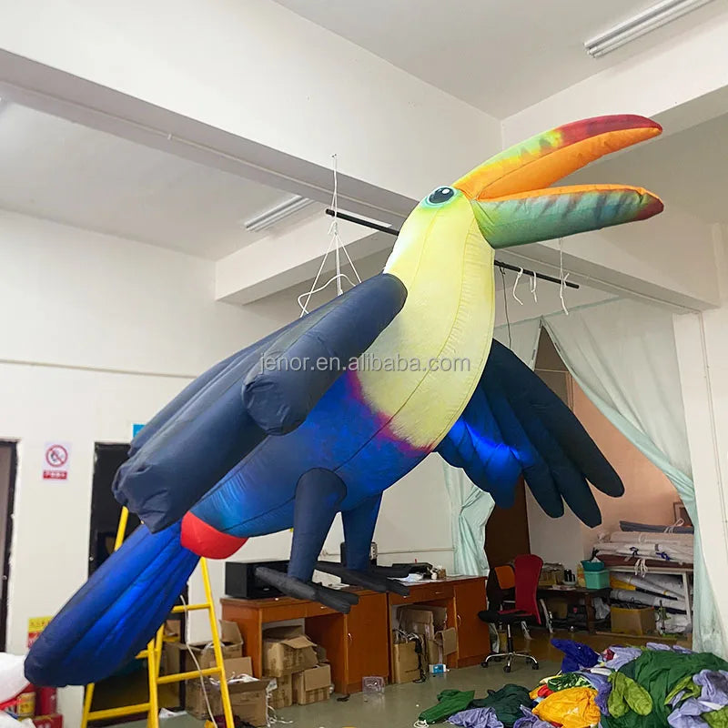 Event Decoration Lighting Inflatable Bird Animal Inflatable Toucan Cartoon for Night Party Light Show
