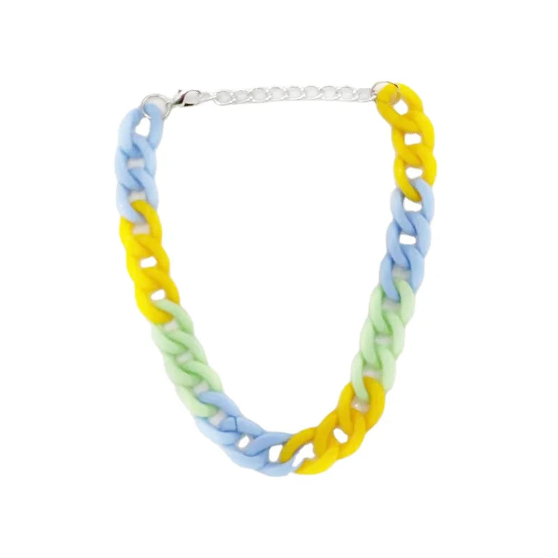 Rainbow Colorful Acrylic Choker Necklaces for Pet Chunky Thick Resin Necklaces Collier Pet Jewelry Gifts