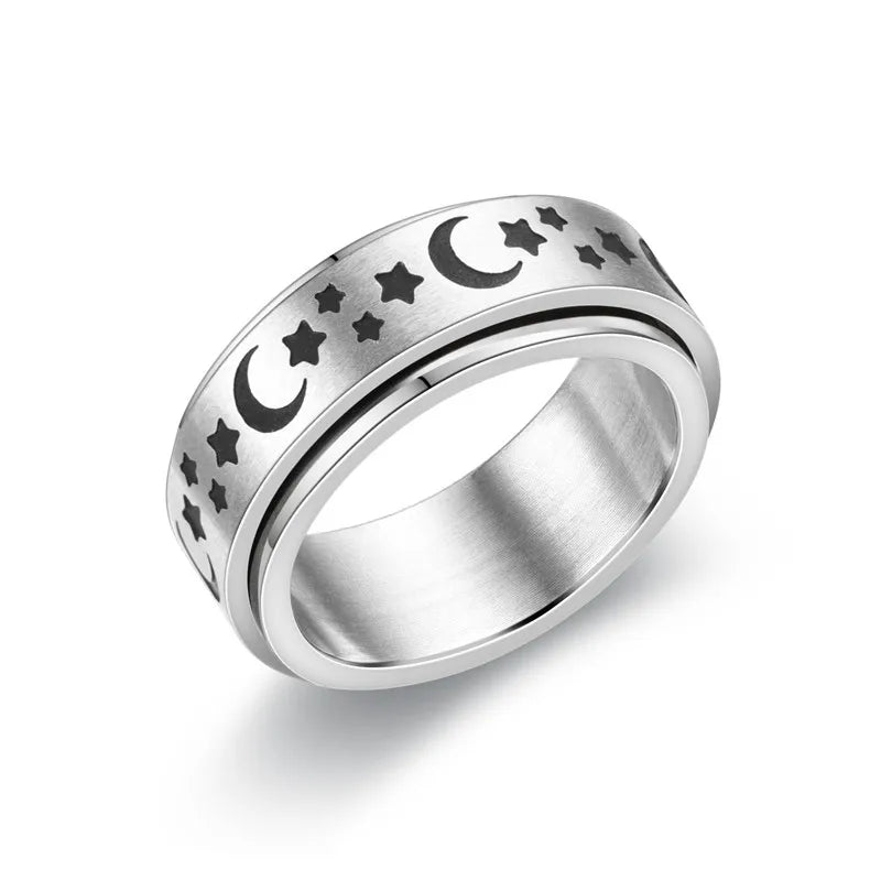 Anxiety Ring Figet Spinner Rings Stainless Steel Rotate Freely Spinning Anti Stress Ring Anillos Giratorios