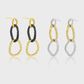 FUAMAY Fashion Designer 925 Sterling Silver Contrast Color Drop Earrings 18K Gold Plated Chain Pendant Earrings