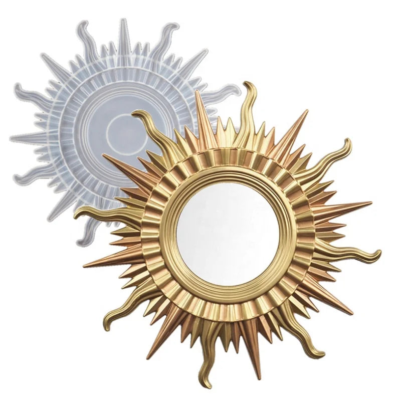 Sun Mirror Mold Round Mirror Resin Mold Wall Mirror Silicone Mold for Home Decoration