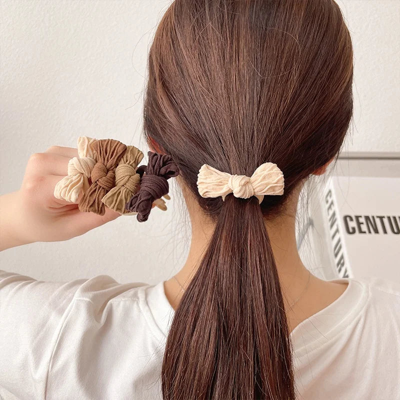 MIO Wholesale Korean Popular Fashion Elastic Hair Tie for Girls Candy Colors Bowtie Hair Band for Ponytail Hair