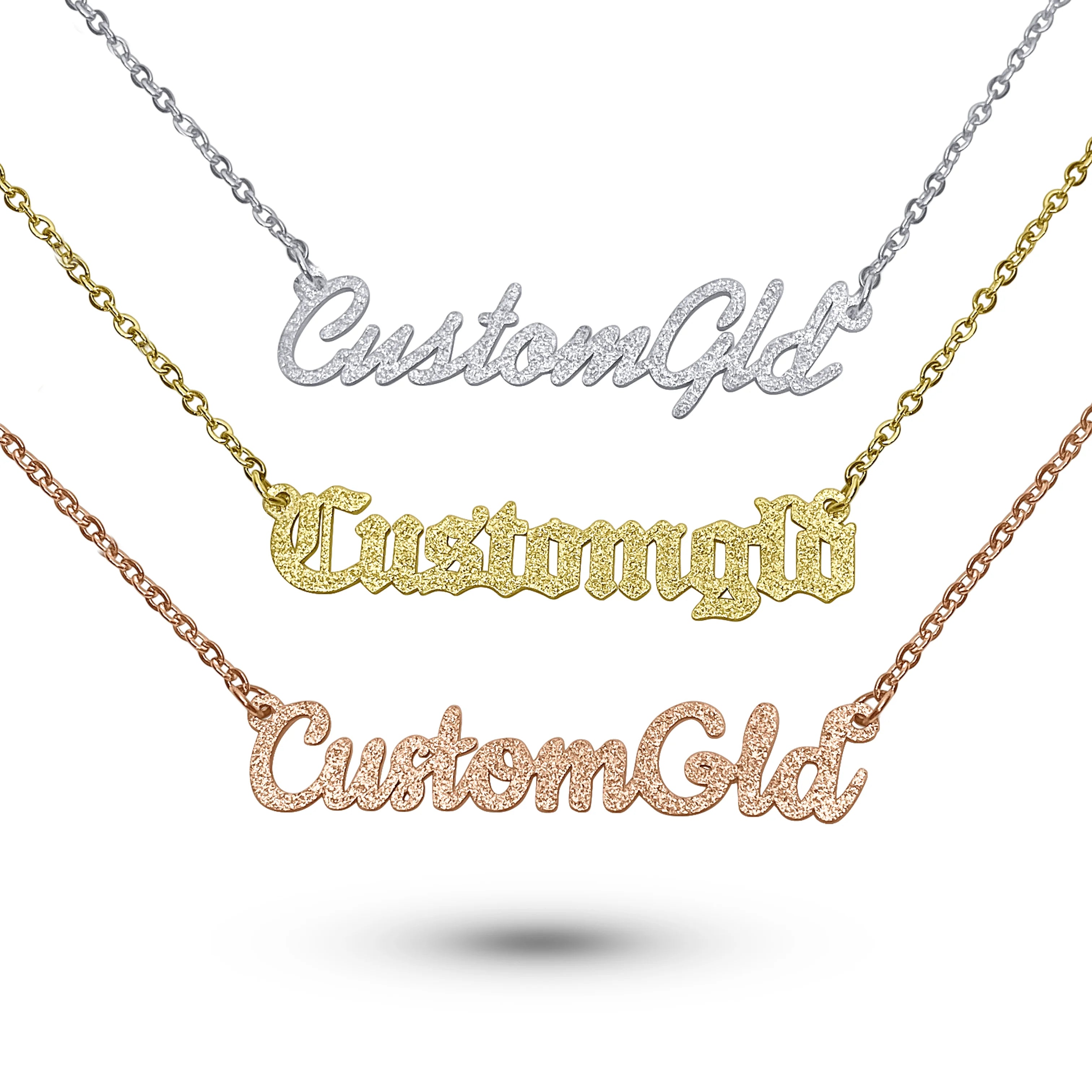 2021 Stainless Steel Plating Gold Frosted Pendant Custom Frosted  Name Necklace Personality Gift