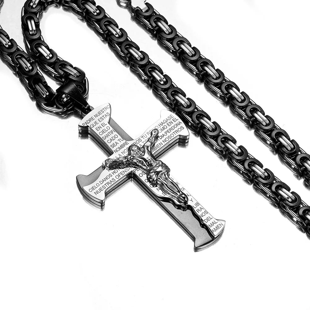 Fashion Jewelry Jesus the Cross Pendants Chain Necklace Wholesale Stainless Steel Jewelry