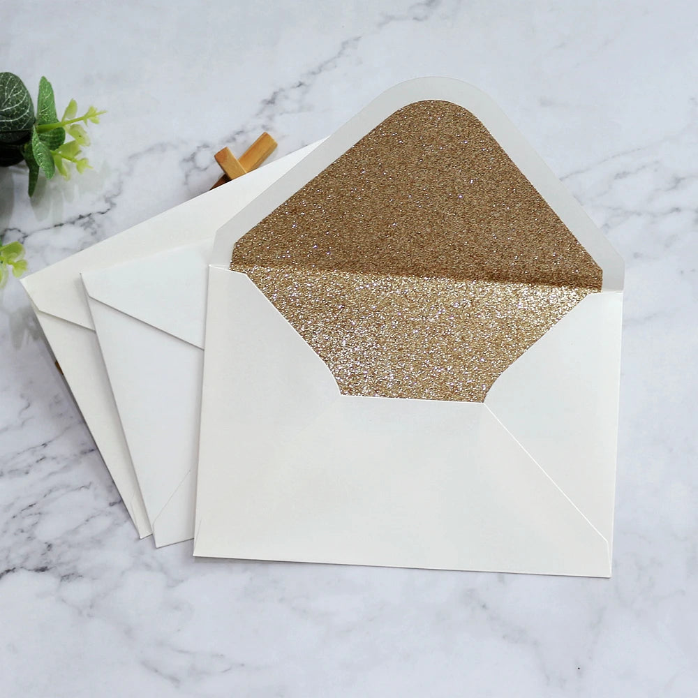 Custom Paper Envelope Wedding Invitation Envelopes Birthday Gift Card Envelope with Gold Glitter Liner