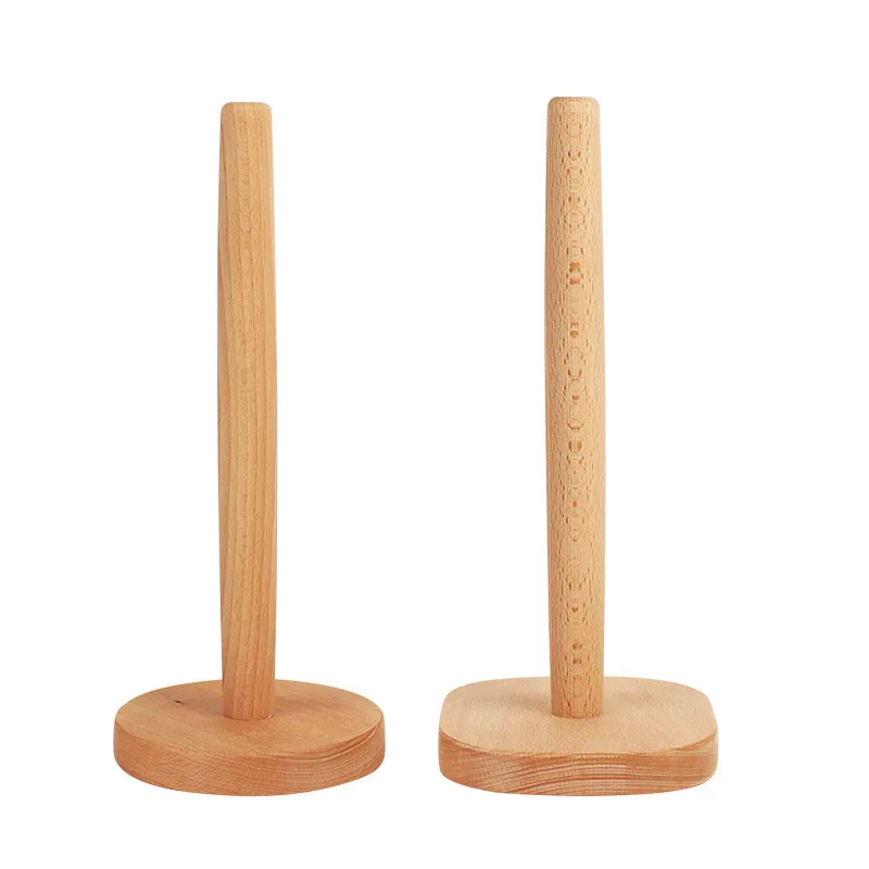 Custom LOGO Kitchen Wooden Roll Paper Towel Holder Bathroom Tissue Vertical Stand Napkins Rack Home Kitchen Storage Accessories