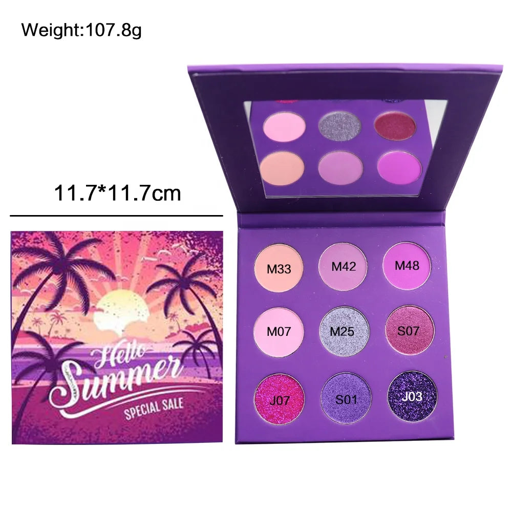 Multifunctional DIY 9 Colors Eyeshadow Palette With Private Label High Pigment Waterproof Eyeshadow Palette