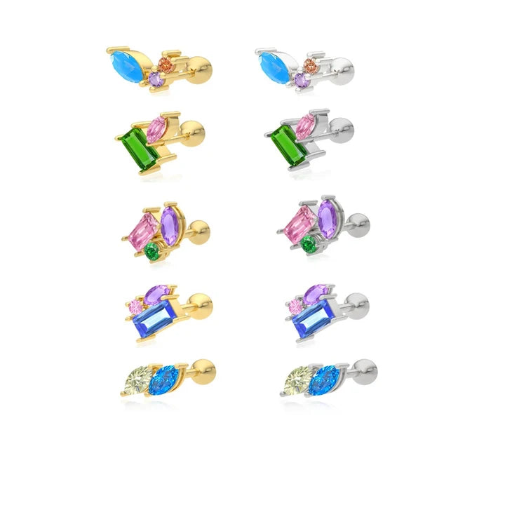 Gaby New Arrival S925 Silver Cartilage Earring Trendy Bling Zircon Jewelry with Gold Plating for Body Piercing for Gift