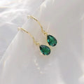 Simple Design 925 Sterling Silver Green CZ Stone Earrings 14k Gold Plated Stud Earrings