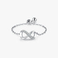 925 Sterling Silver Trendy Infinite Love Symbol Link Chain Adjustable Resizeble Rings for Women Fashion Original Jewelry Gifts