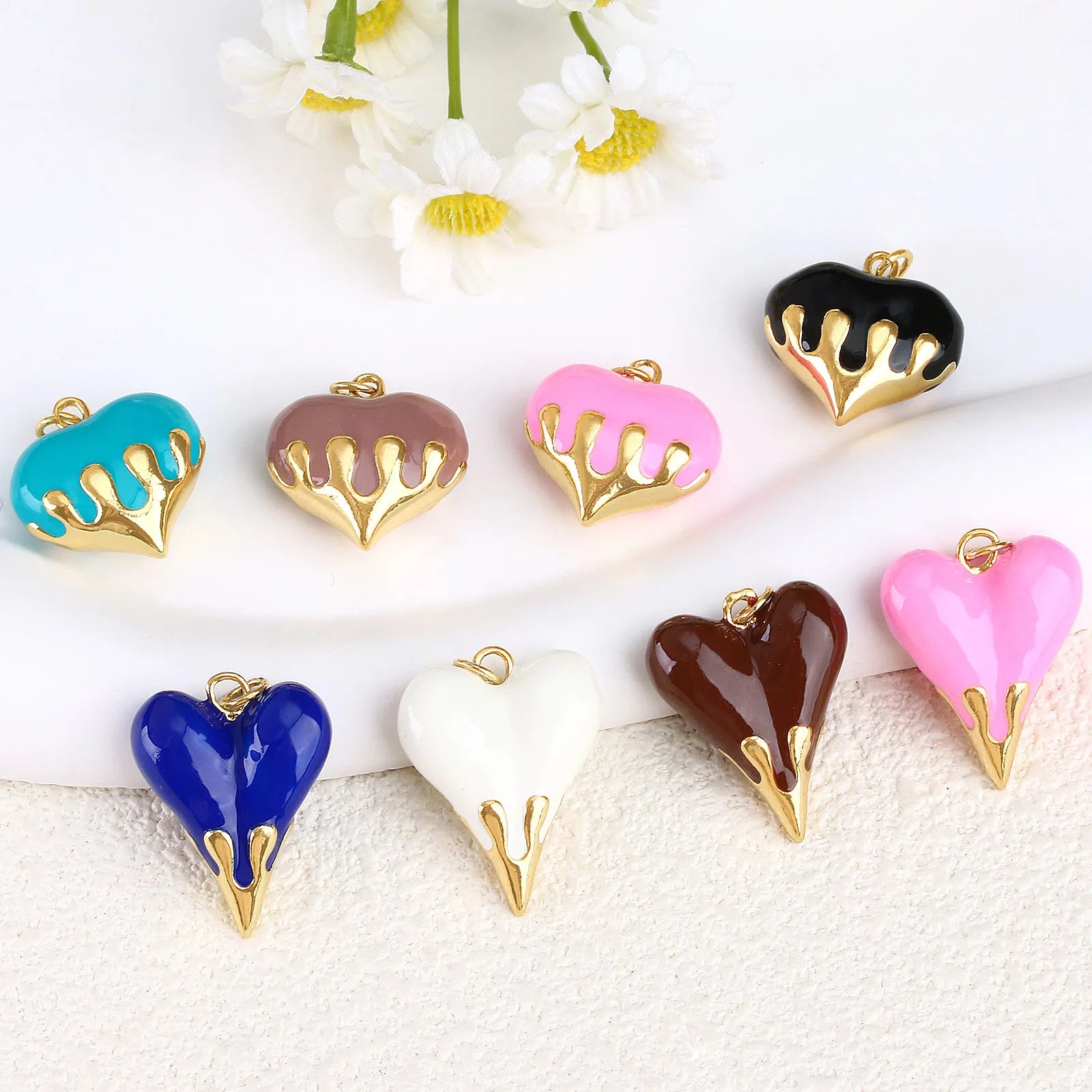 Heart Charms Gold Plated Charms Pendent Charms Jewelry Supplies Bulk Wholesale Handmade Crafting Luxury Sorority Accessories
