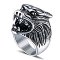 Men's Vintage Wolf Totem Thai Nordic Mythology Viking Warrior Stainless Steel Wolf Head Men's Ring