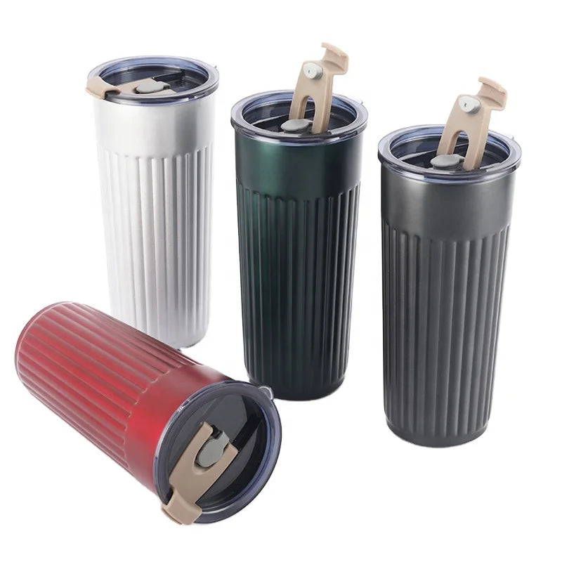 Promotional Vertical Stripe Sublimation Tumbler Matte Paint 304 Stainless Steel Metal Material Water Coffee Drinkware