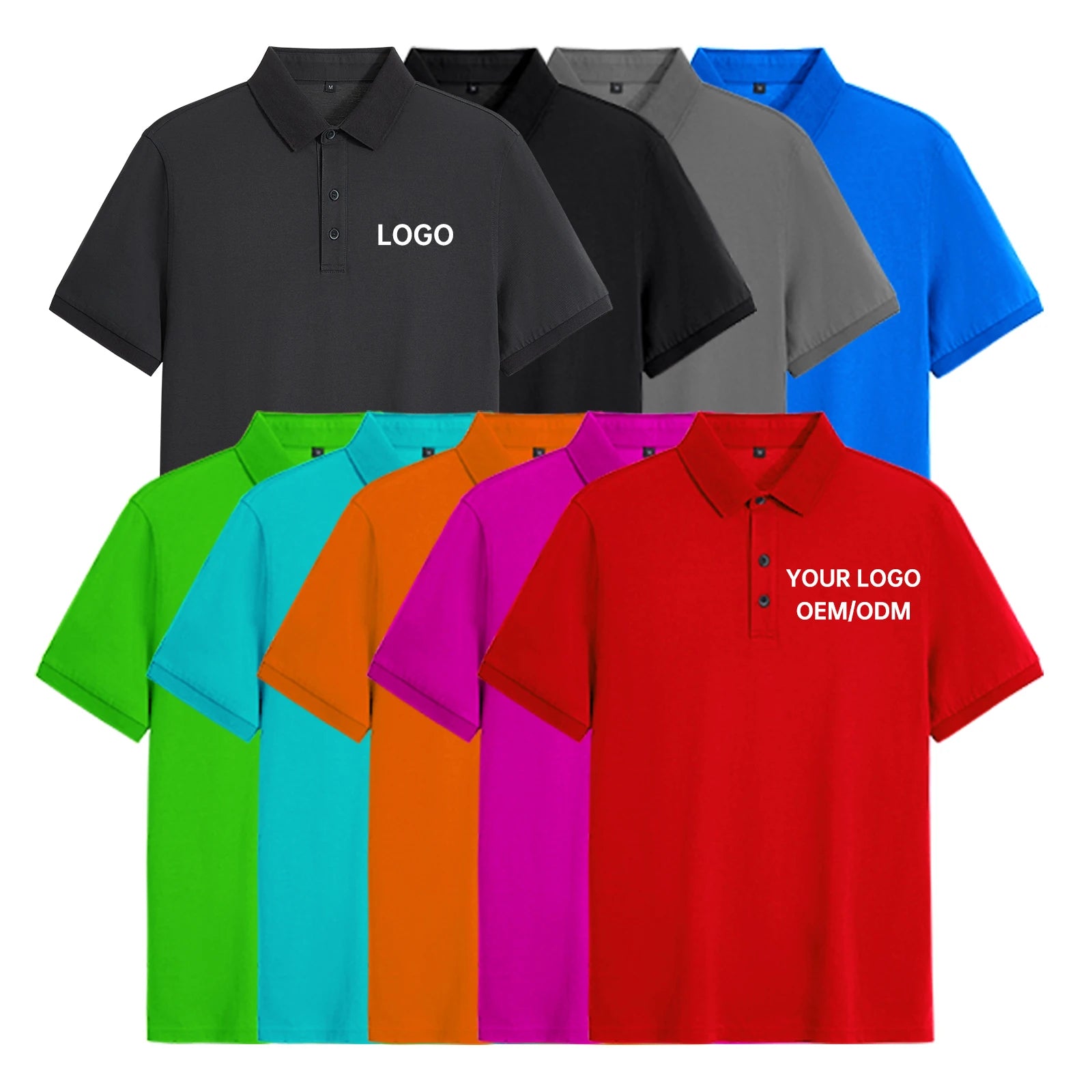 Custom Wholesale Men's Premium Polo Shirts  CVC 55/45 WrinkleFree Biz Casual Bulk Printed Logo Team Uniforms  Summer Work Shirt