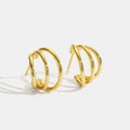 Fashionable Female Circle Gold-Plated Earrings Stylish Geometric Multi-Ring Trendy Stainless Steel Jewelry