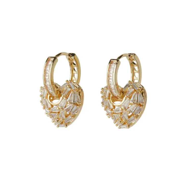 Milskye Korean Style Jewelry Wedding Unique Exquisite 925 Silver 14k Gold Plated Puzzle Heart Earrings
