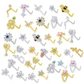 Great Quality 14K Gold Plated Stainless Steel Multiple Flowers Shape Studs Nose Rings Trendy Women's Engagement Gift
