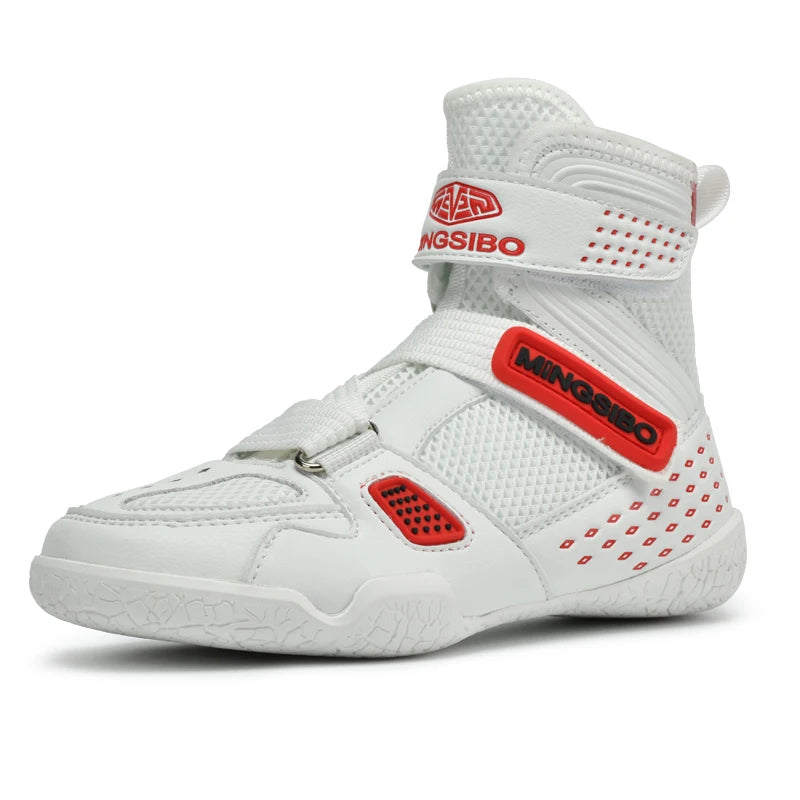 Custom Logo Children's Boxing Shoes Breathable Professional Sanda Muay Thai Wrestling Training Boots Wholesale Kids Sports Shoes