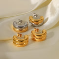 Contrast Color Layered Chunky Hoop Earrings Mix Circle Double Plated Earrings for Women Plain Vintage Trendy Jewelry 2022 Hot