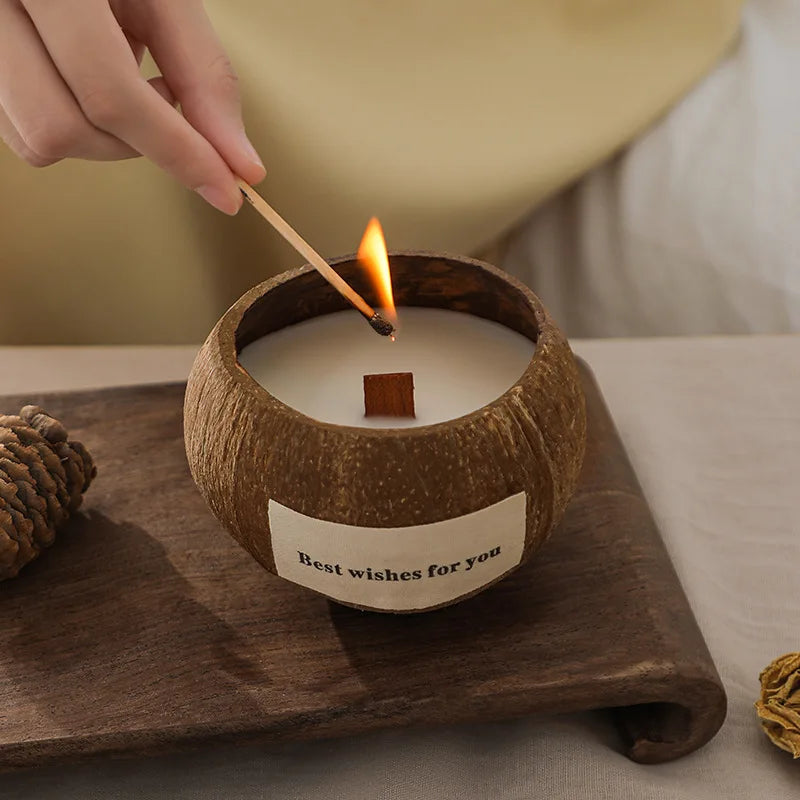 Creative  Friendly Coconut Candle Scented Candle in Coconut Shell