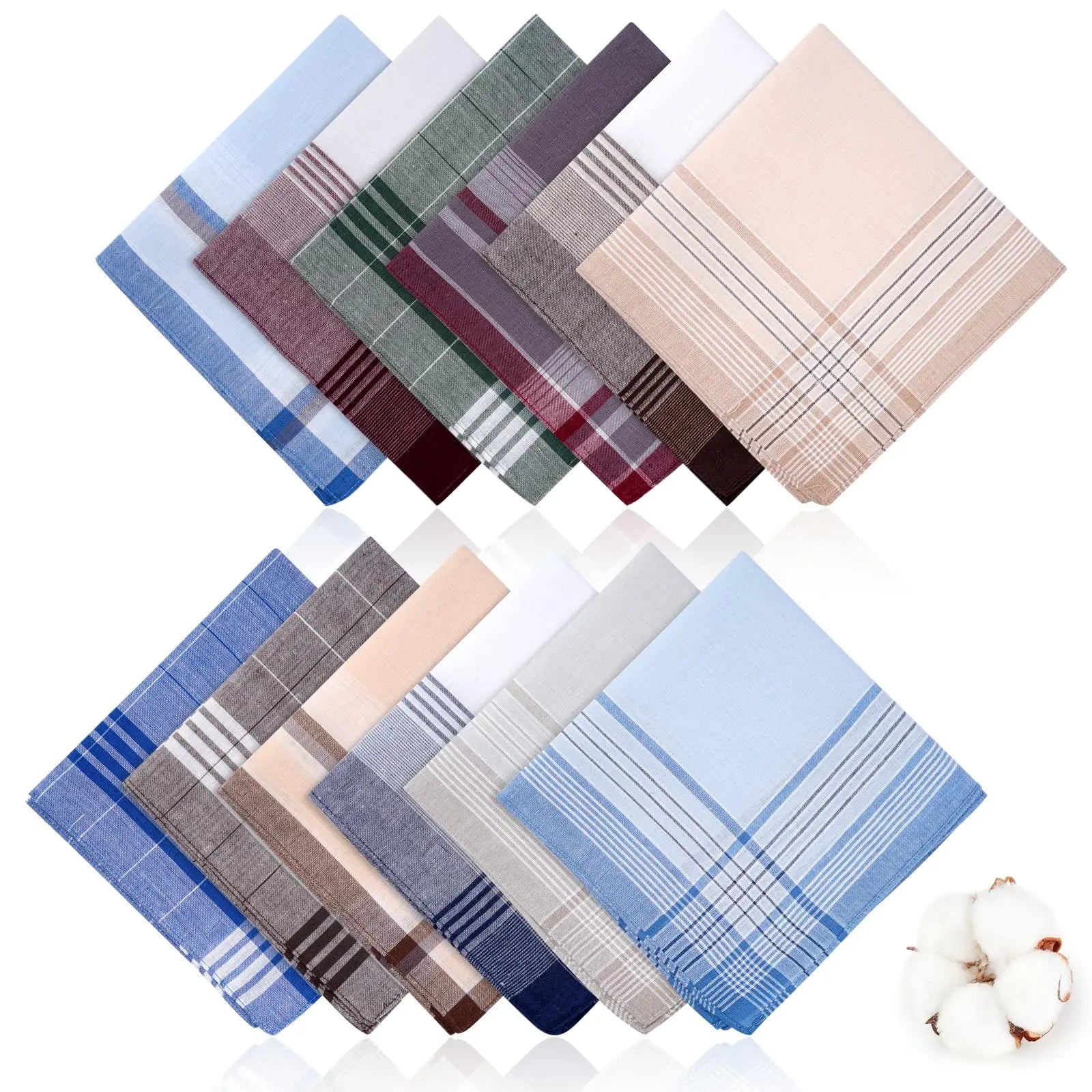 Wholesale 12Pcs Assorted Colors Handkerchiefs 40*40cm Soft Cotton Hankies Reusable Men's Handkerchief for Gift Wedding Party