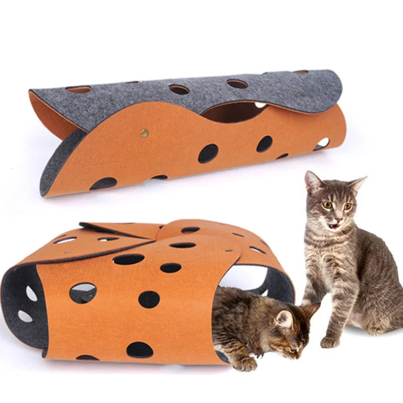 Felt Cat Tunnel Tube Interactive Cat Play Tent Pets Tunnel Foldable Cat Tunnel Toy Scratcher Pet House Bed