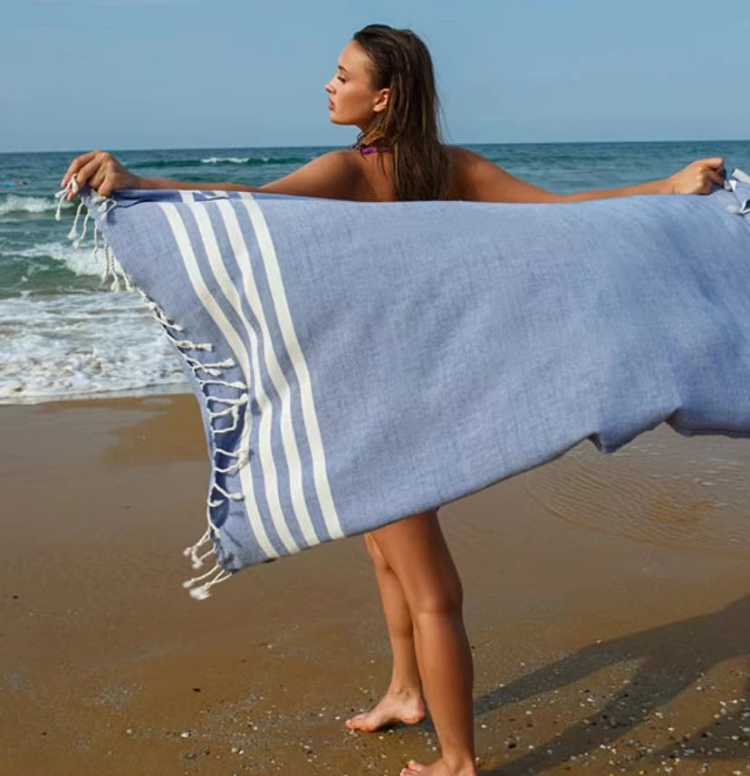 Factory Custom LOGO Turkish Large Woven 100% Mandala Pattern Cotton  Beach Towel