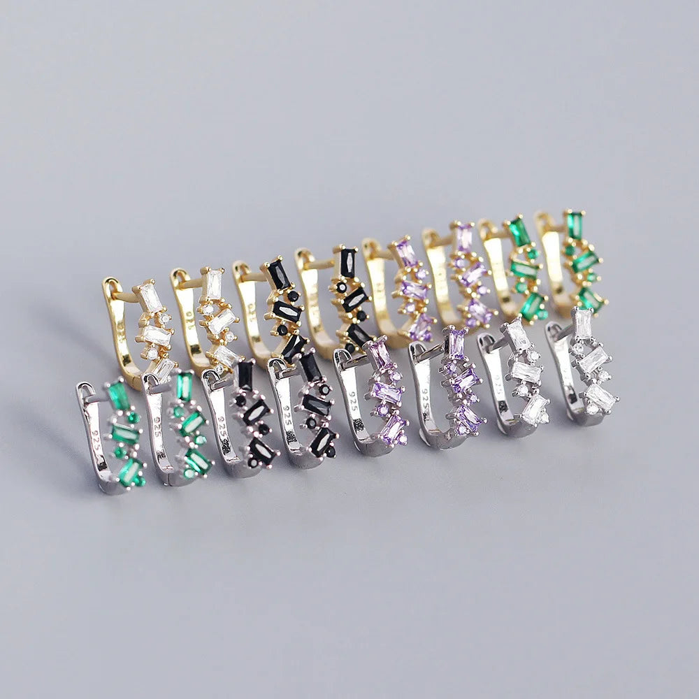 New Fashion Elegant Design S925 Sterling Silver Colorful Cubic Zircon Hoop Earrings for Women YHE0358