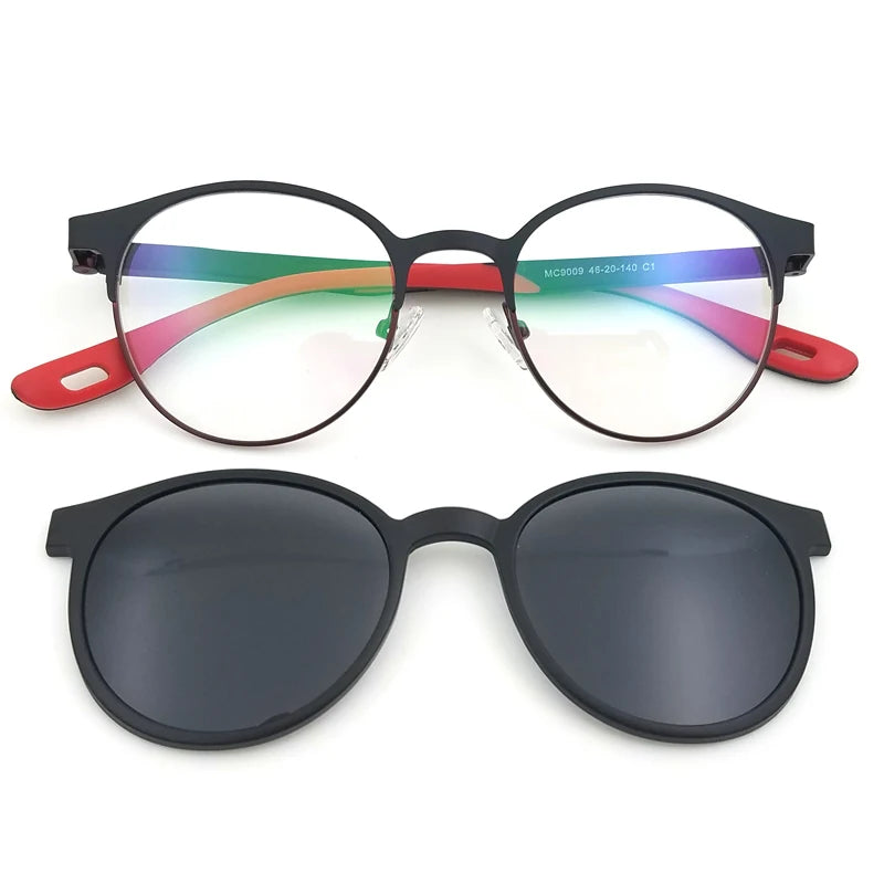 Glasses Night Vision Magnetic Round Eyewear Optical Frame Designer Metal Clip on Sunglasses Fashion
