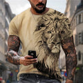 Fitspi Summer T-shirt Men Animal Lion 3d Print Short Sleeve Top Micro Elastic Sport Fitness T Shirt for Men Wholesale