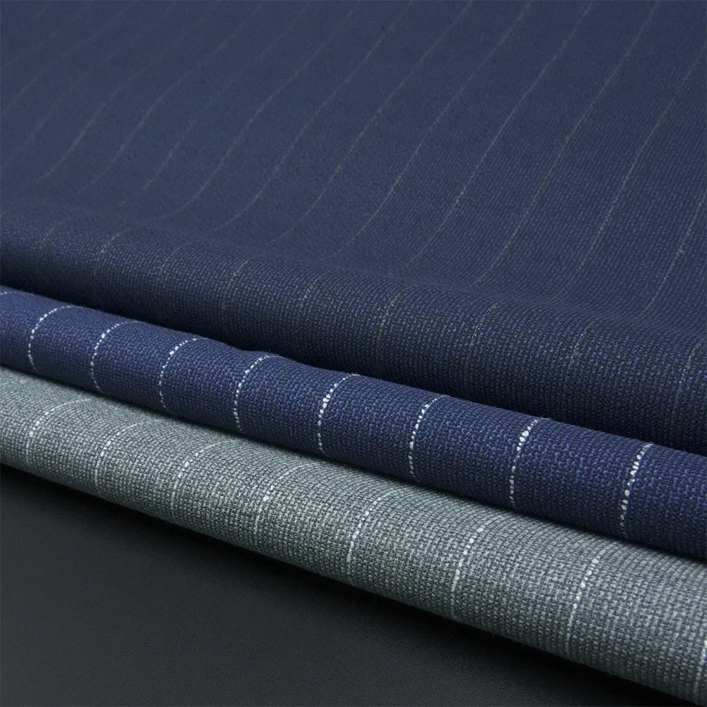 Luxury Italian Yarn Dyed Stripe Wool Suit Fabric Blend Merino Wool/Polyester Fabric for Men's Suit