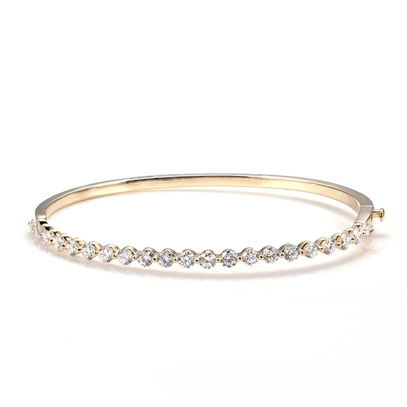 Hot Sale Custom Jewelry MSB-569 10K Yellow Gold 2mm 2.9mm Round Lab Grown Diamond Bangle for Women