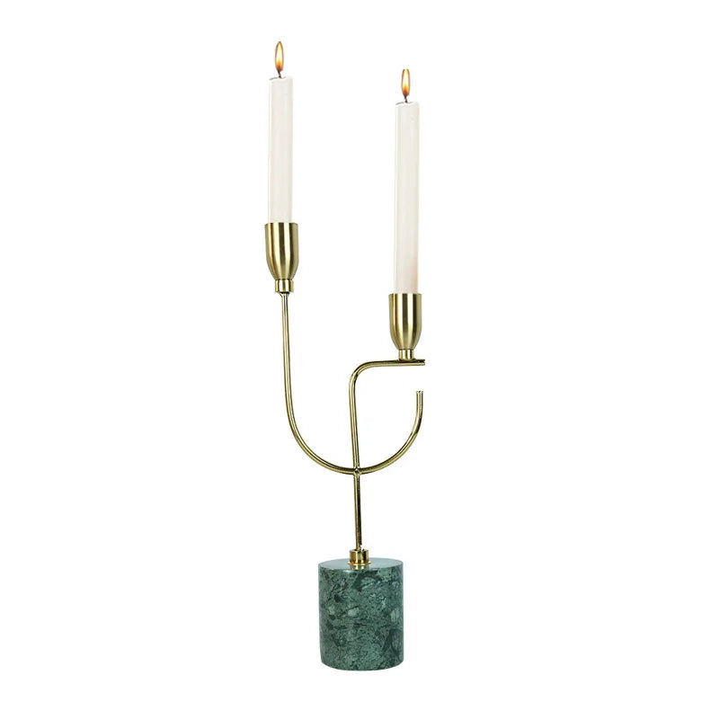 Home Restaurant Table Decoration Candle Holder Tall Marble Stone Candlestick Candle Jar Luxury Candle Stick With Marble Base