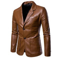 Custom Design New Causal Vintage Leather Jacket Coat Men Motor Biker Pocket PU Leather Suit Collar Jacket