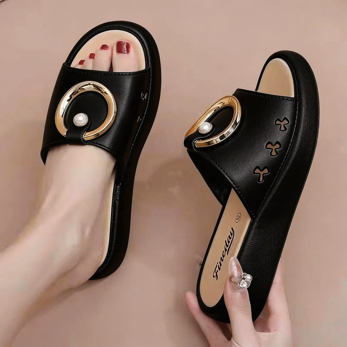 Women's Designer Summer Beach Sandals Slide slippers Wholesale High-heeled Thick Sole Soft Indoor Shoes for Women & Ladies MegaBDM