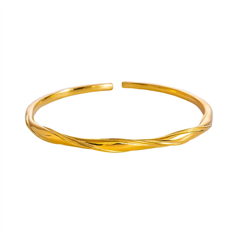 Cuff Bracelet and Gold Plated 925 Silver Sterling Jewelry Twisted Bangle