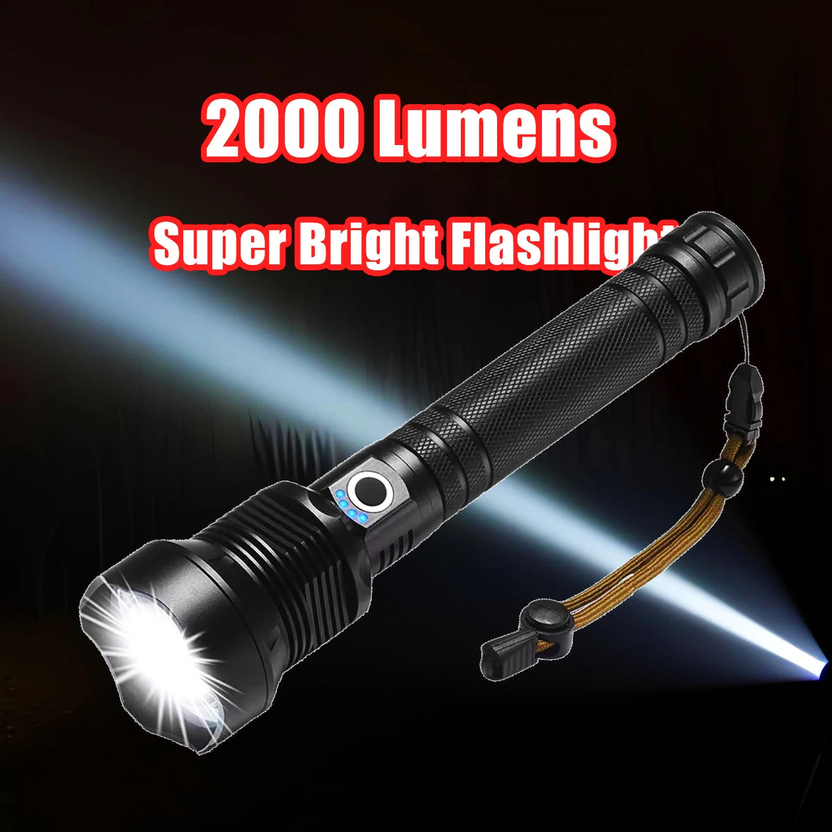 Helius 2000 Lumens Zoomable Tactical Flashlight 3 Modes Waterproof Lanterna Outdoor Camping Strobe Powerful LED Torch Light MegaBDM